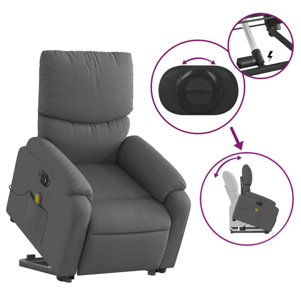 Dark Grey Electric Stand-Up Massage Recliner Chair