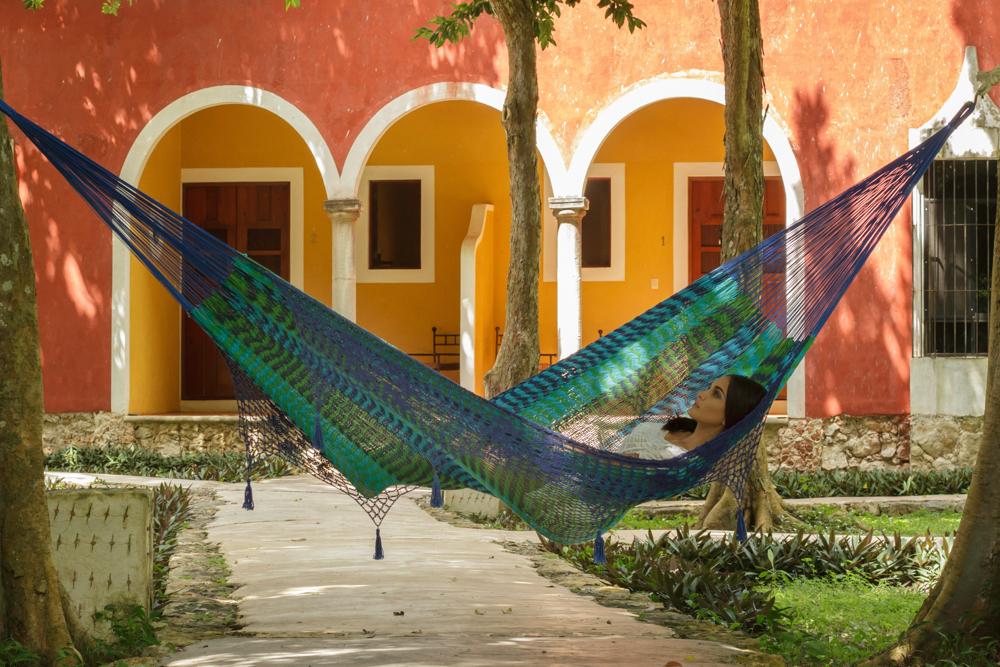 Hammocks Deluxe Outdoor Cotton Mexican Hammock  in Caribe  Colour