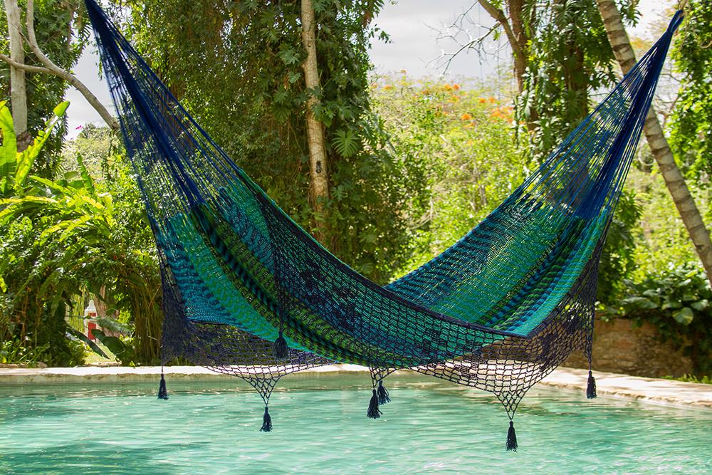 Hammocks Deluxe Outdoor Cotton Mexican Hammock  in Caribe  Colour