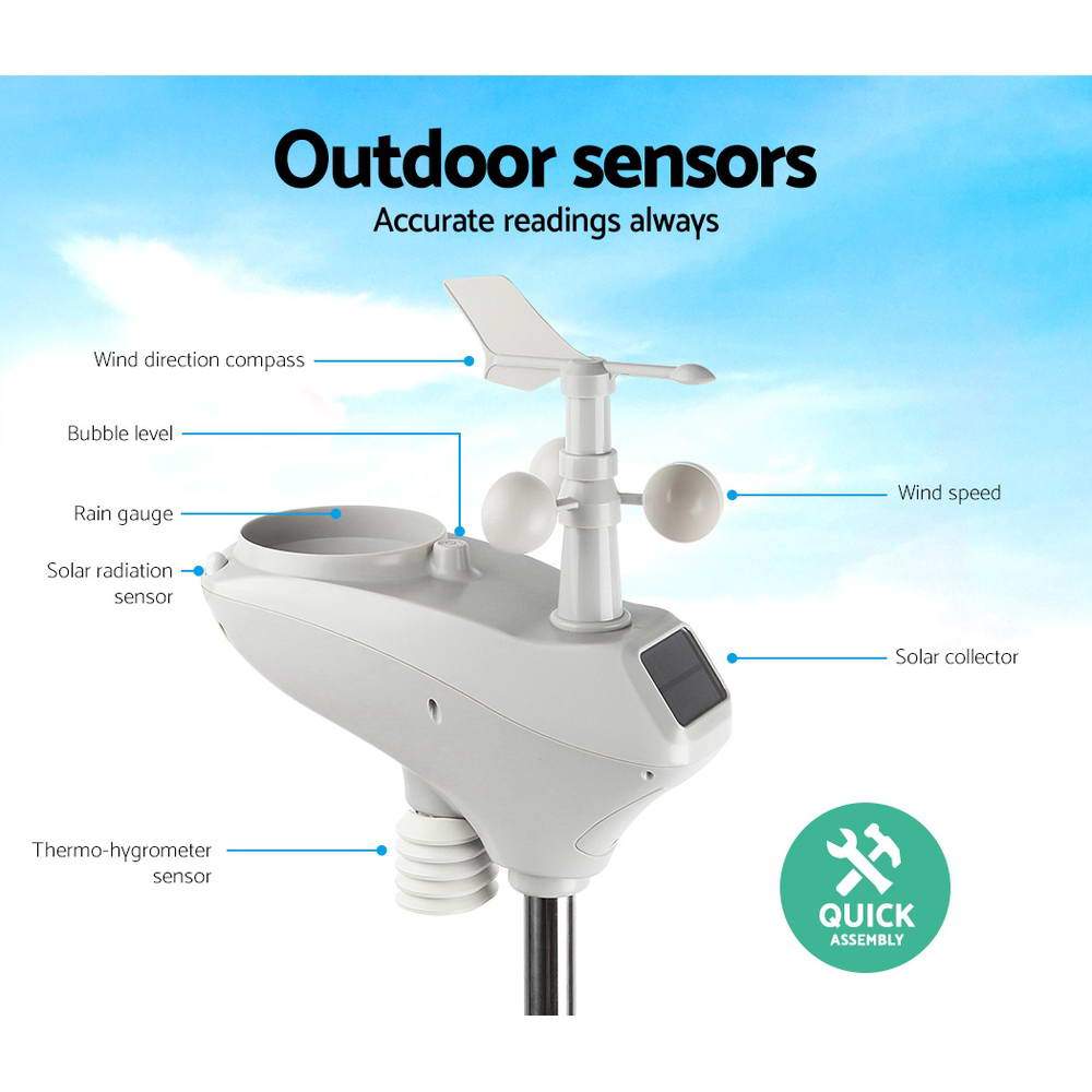 early sale simple deal Devanti Wireless WiFi Professional Weather Station Solar Sensor LCD UV Light