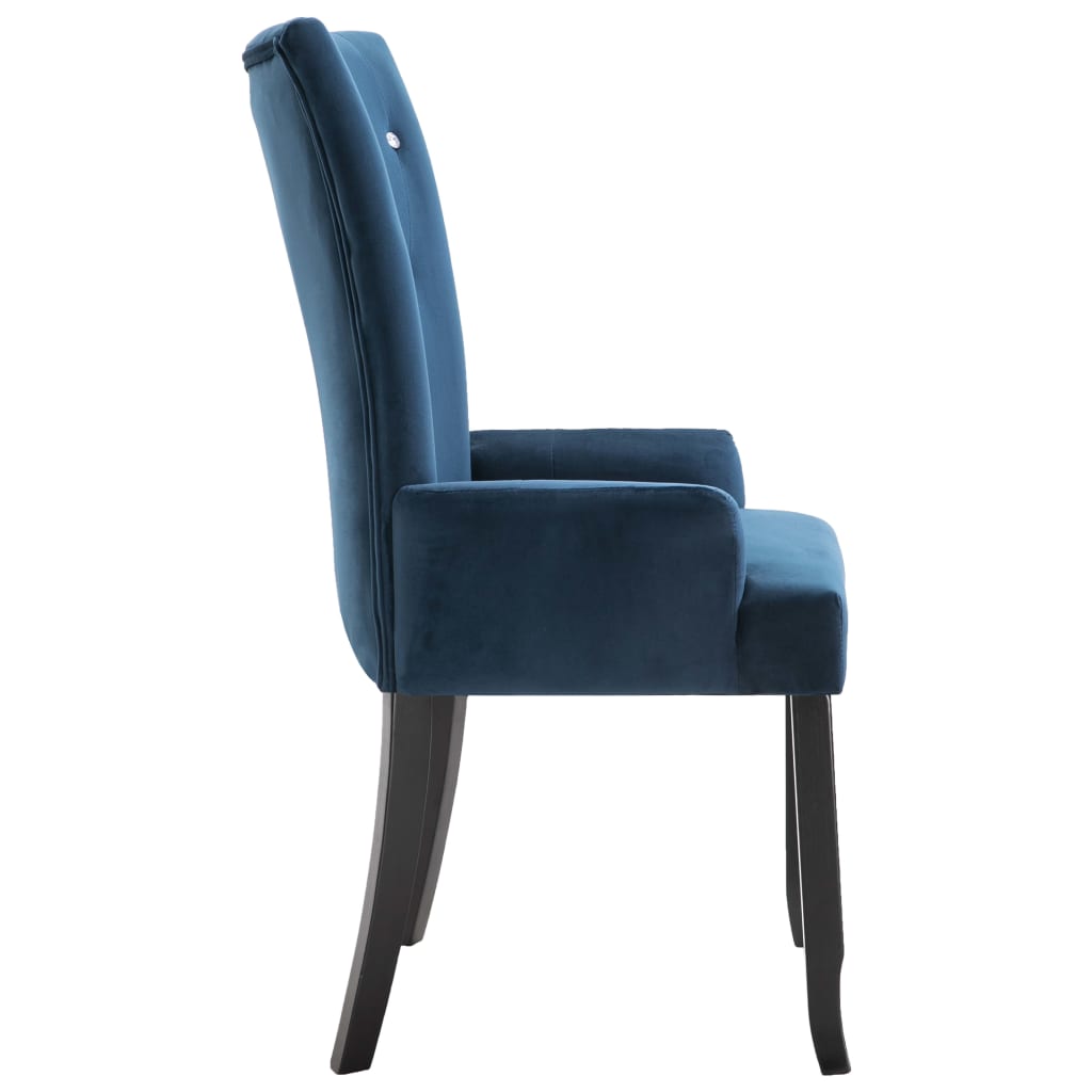 Dining Chair with Armrests 2 pcs Dark Blue Velvet