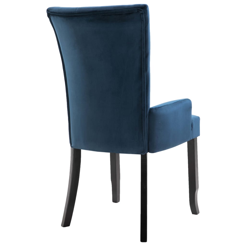 Dining Chair with Armrests 2 pcs Dark Blue Velvet