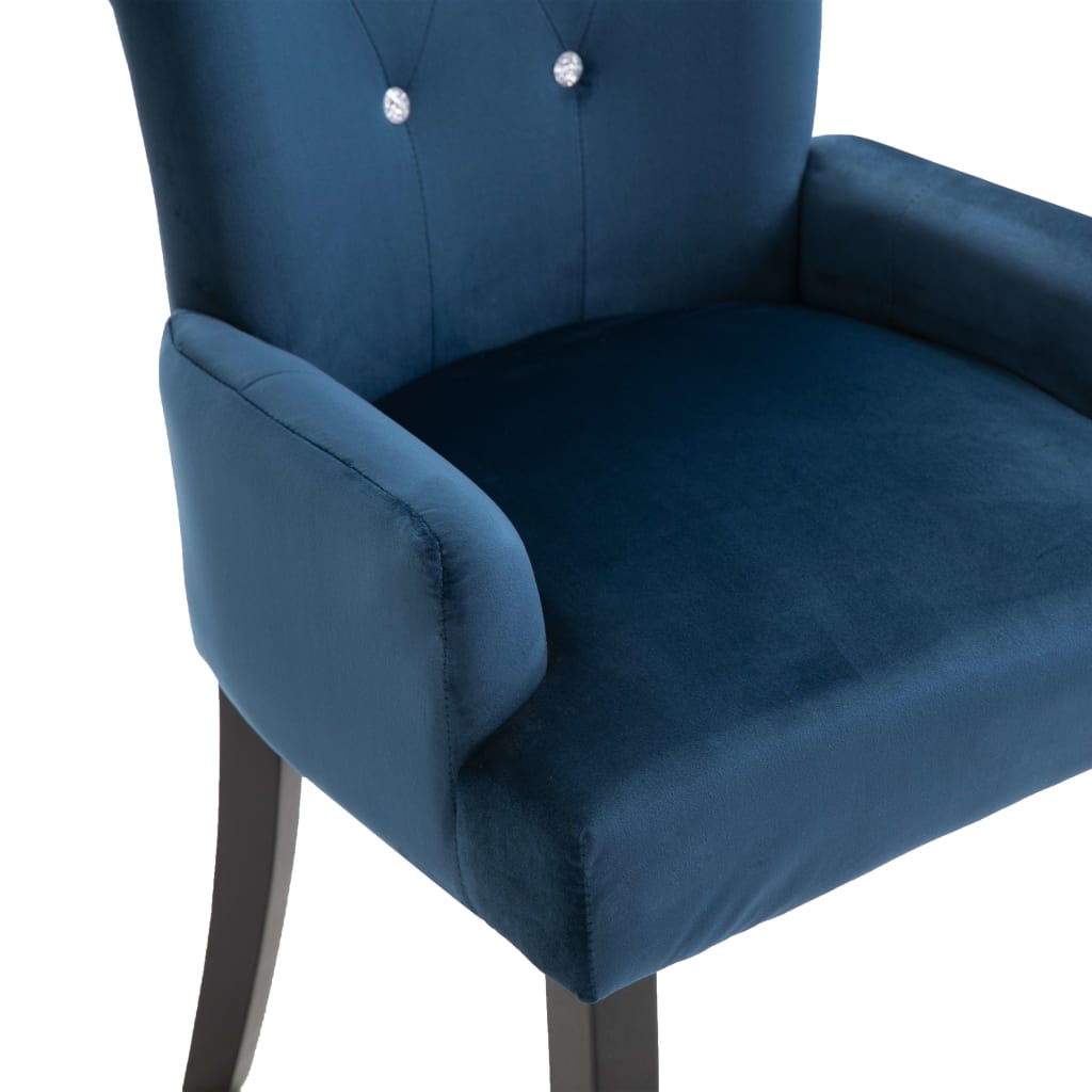 Dining Chair with Armrests 2 pcs Dark Blue Velvet