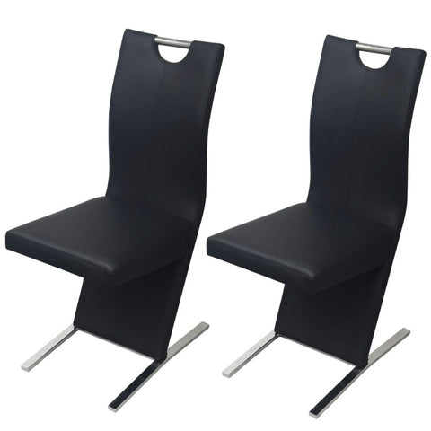 Dining Chairs 2 pcs Black Leather