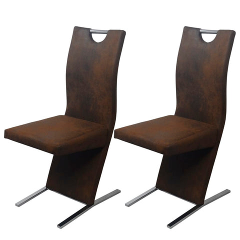 Dining Chairs 2 pcs Brown Fabric