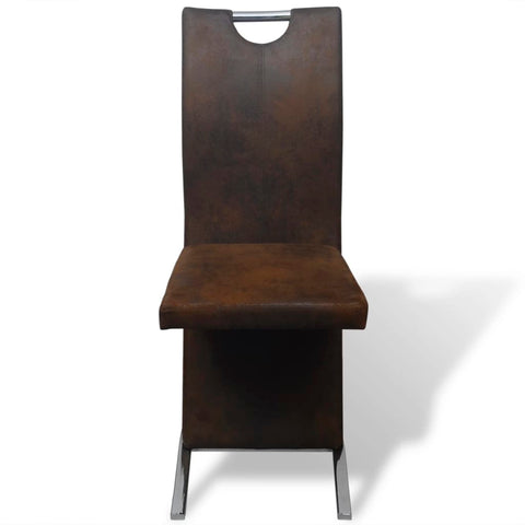 Dining Chairs 2 pcs Brown Fabric