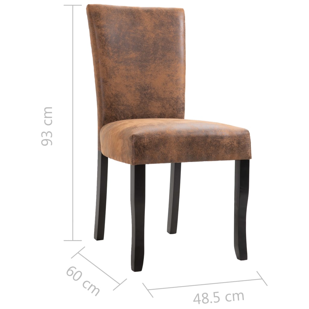 Dining Chairs 2 pcs Brown Suede Leather