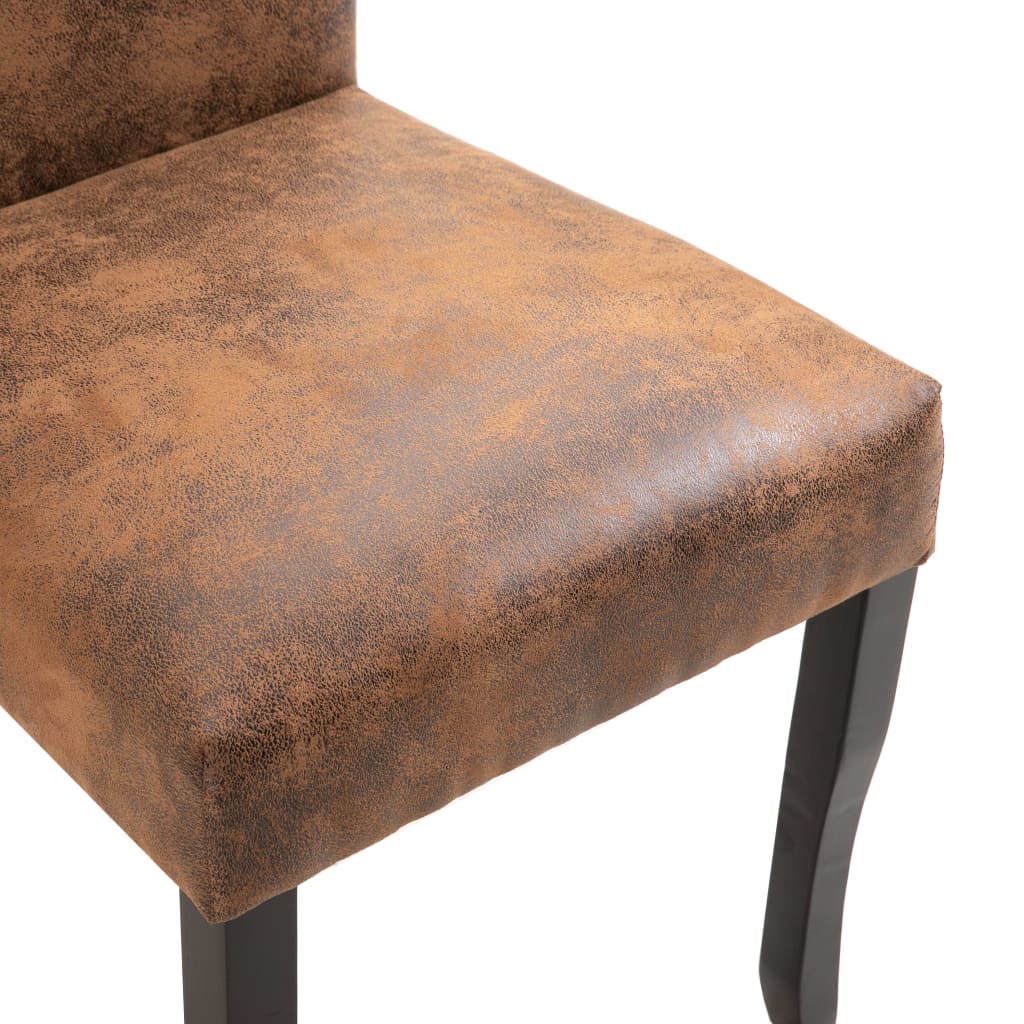 Dining Chairs 2 pcs Brown Suede Leather