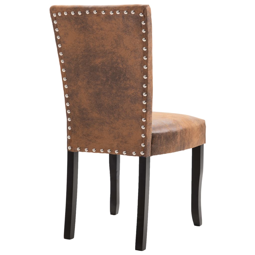 Dining Chairs 2 pcs Brown Suede Leather