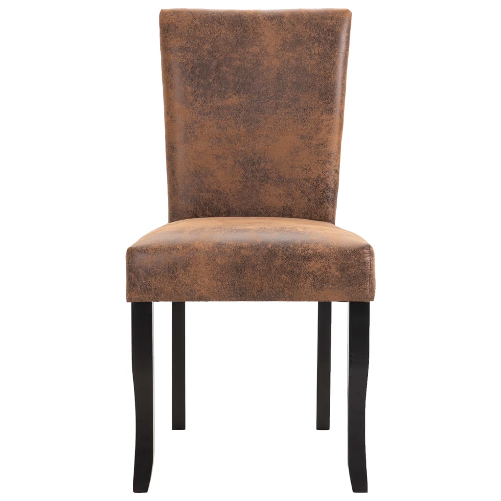 Dining Chairs 2 pcs Brown Suede Leather