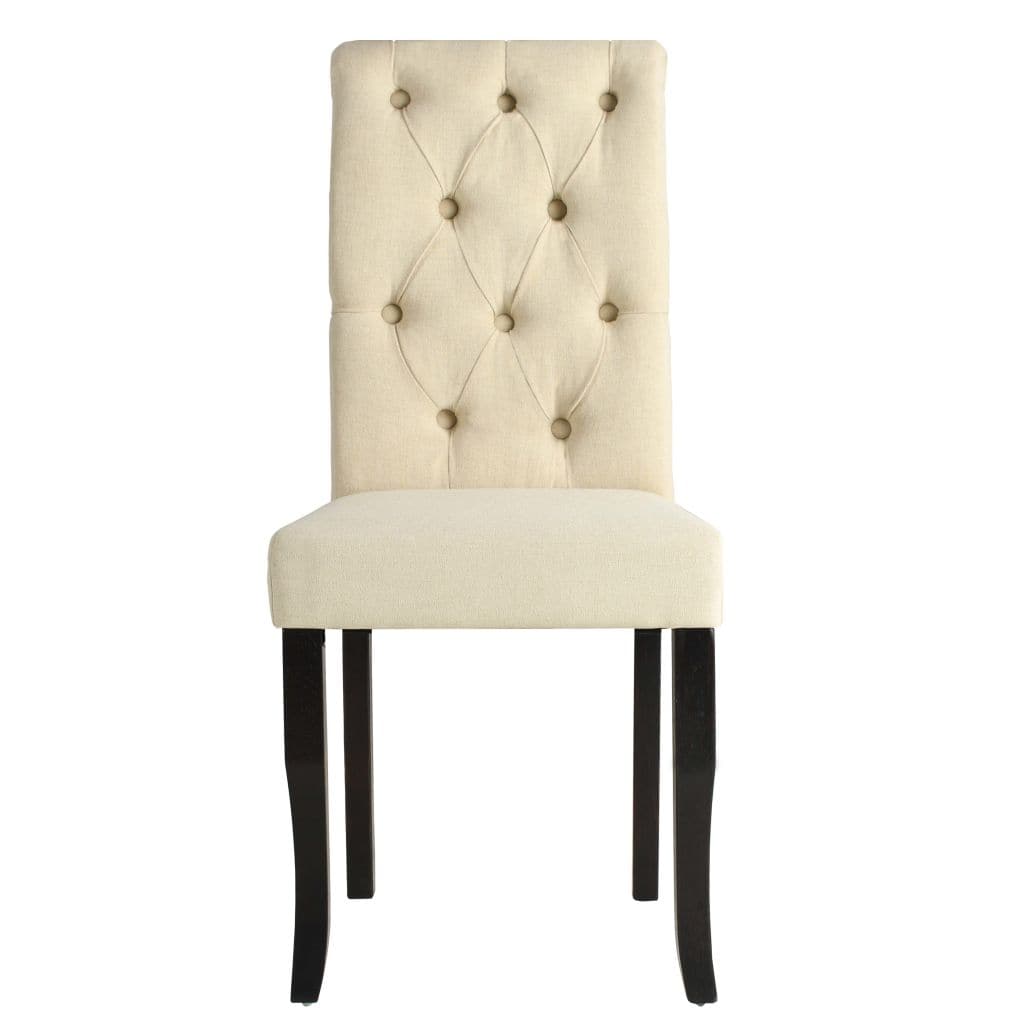 Dining Chairs 2 pcs Cream Fabric