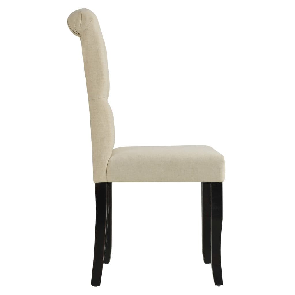 Dining Chairs 2 pcs Cream Fabric