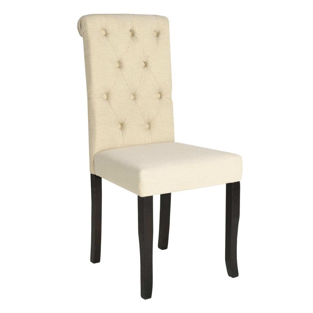 Dining Chairs 2 pcs Cream Fabric