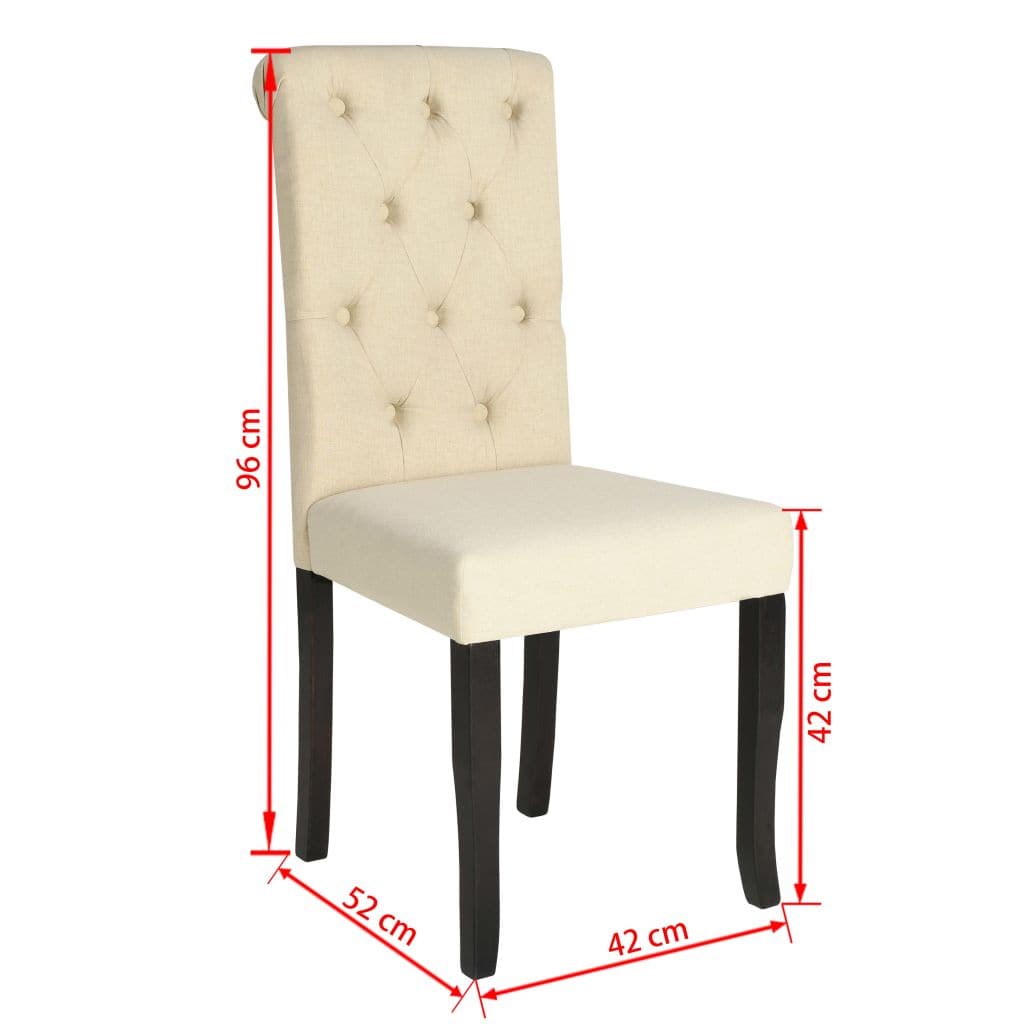 Dining Chairs 2 pcs Cream Fabric