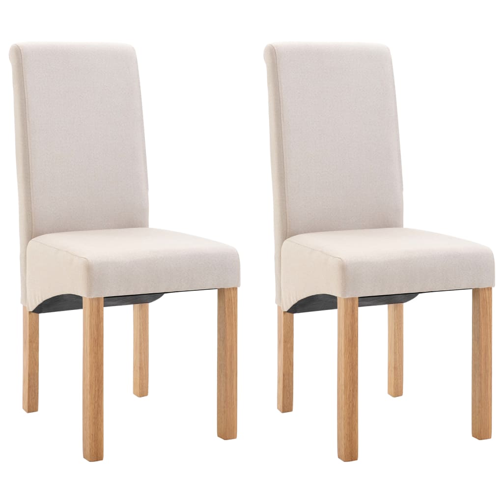 Dining Chairs 2 pcs Cream Fabric