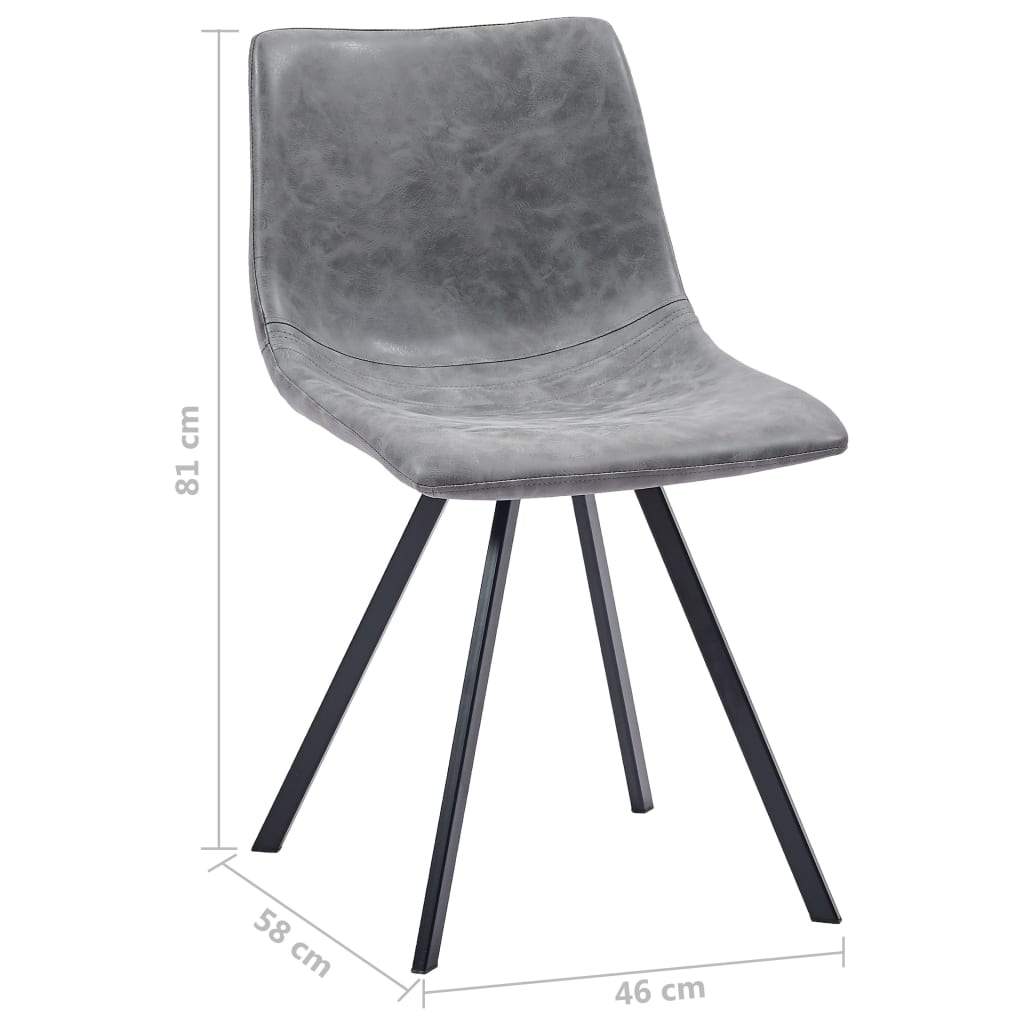 Dining Chairs 2 pcs Grey Faux Leather