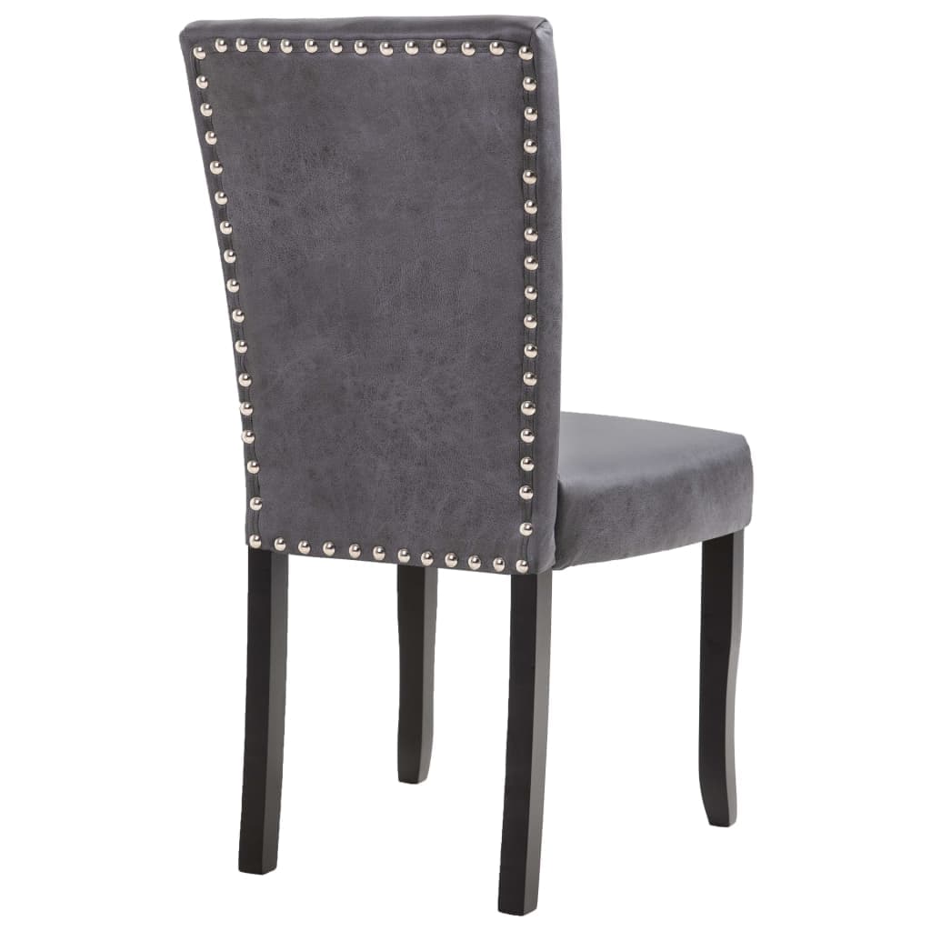 Dining Chairs 2 pcs Grey Faux Suede Leather