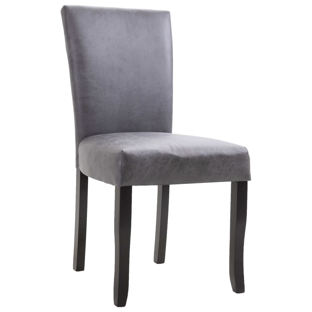 Dining Chairs 2 pcs Grey Faux Suede Leather