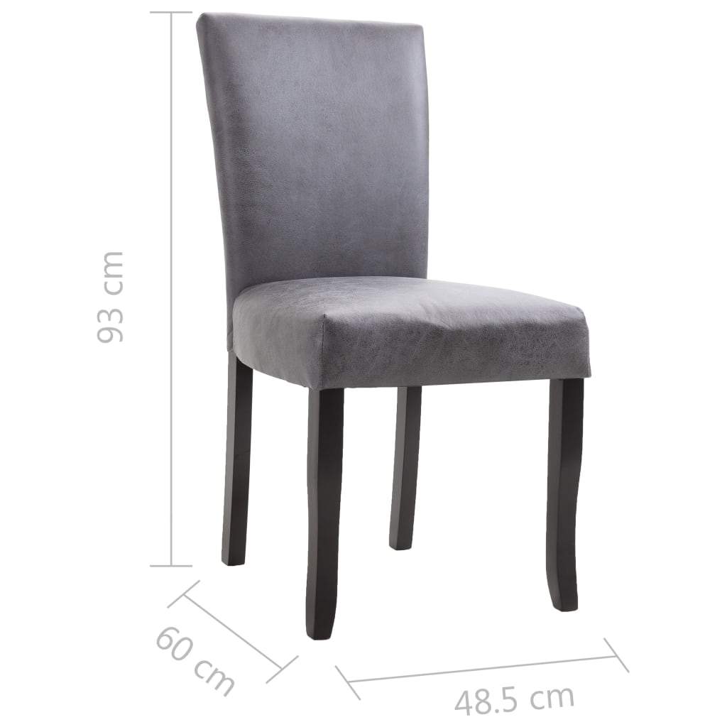 Dining Chairs 2 pcs Grey Faux Suede Leather