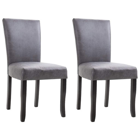 Dining Chairs 2 pcs Grey Faux Suede Leather