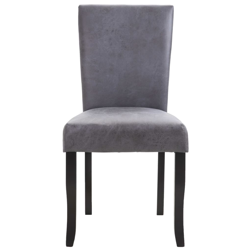 Dining Chairs 2 pcs Grey Faux Suede Leather