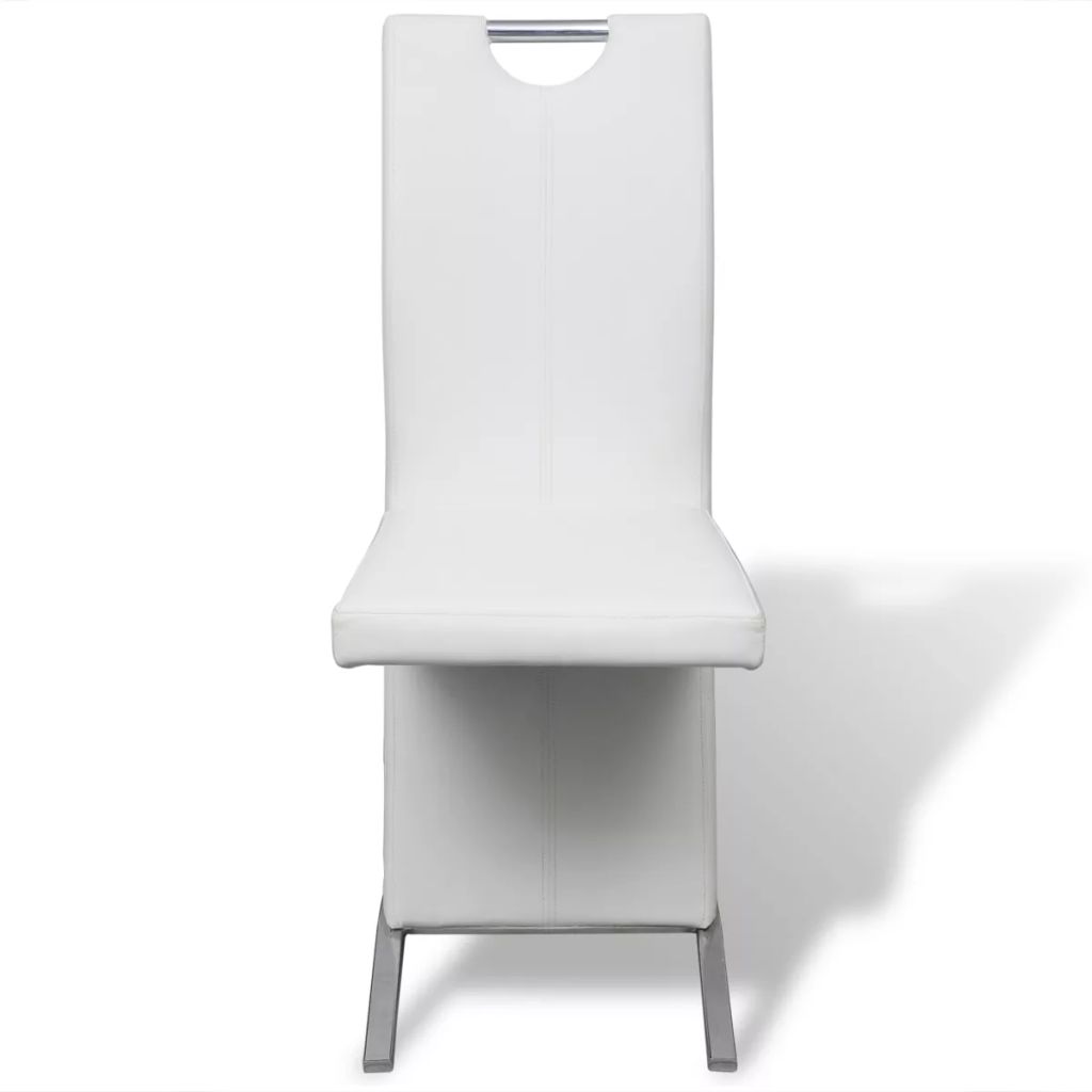 Dining Chairs 2 pcs White Leather