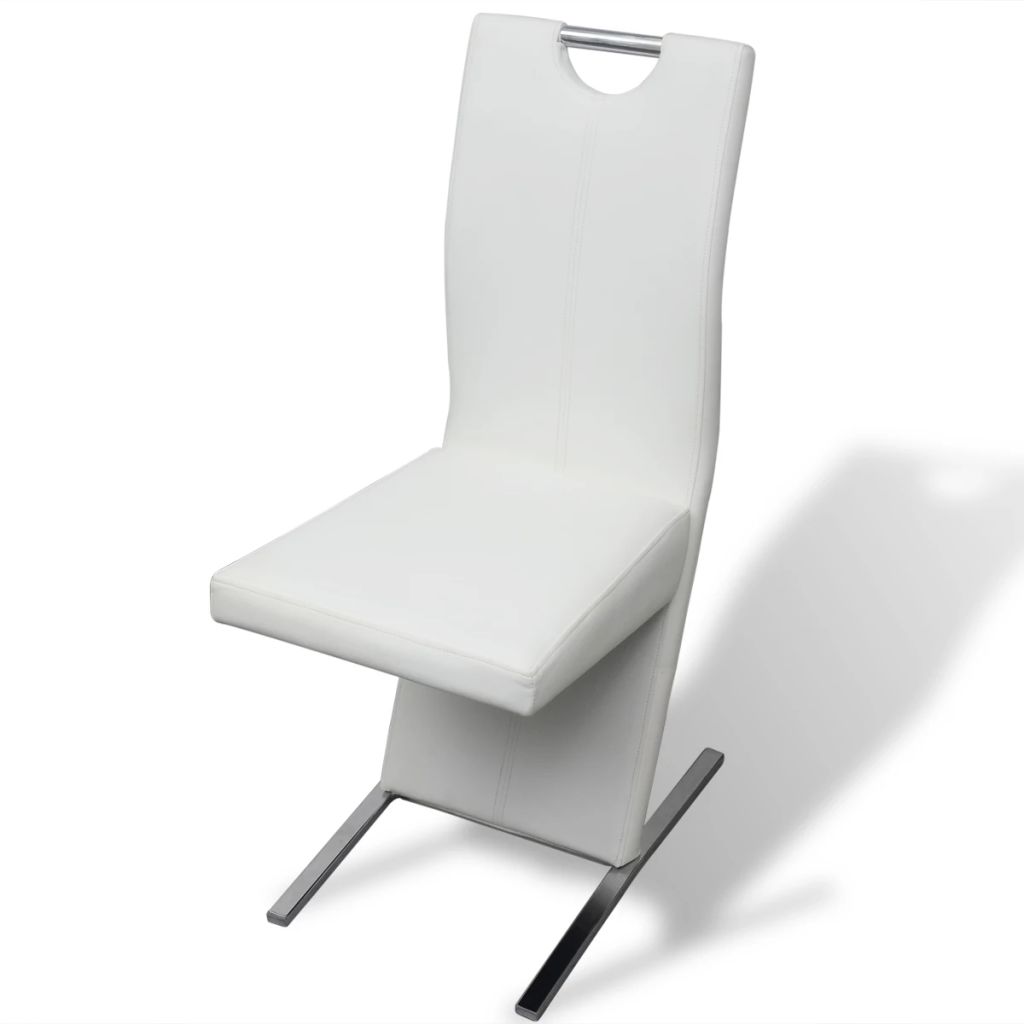 Dining Chairs 2 pcs White Leather