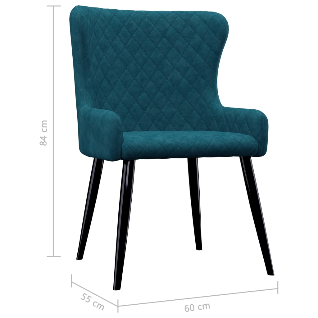 Dining Chairs 4 pcs Blue Velvet