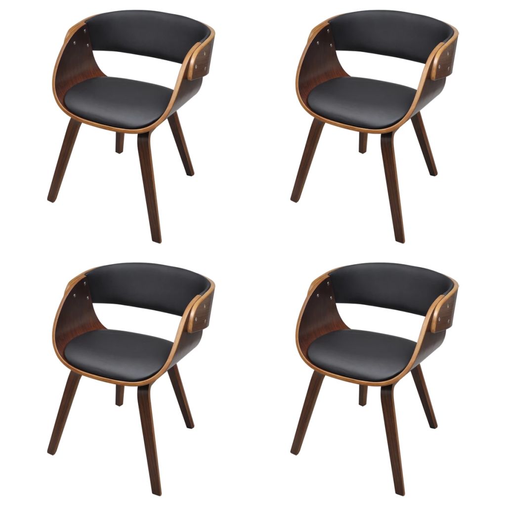 Dining Chairs 4 pcs Brown Bent Wood and Leather