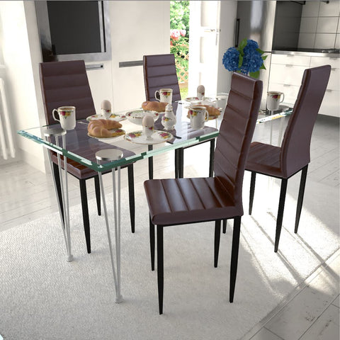 Dining Chairs 4 pcs Brown Leather