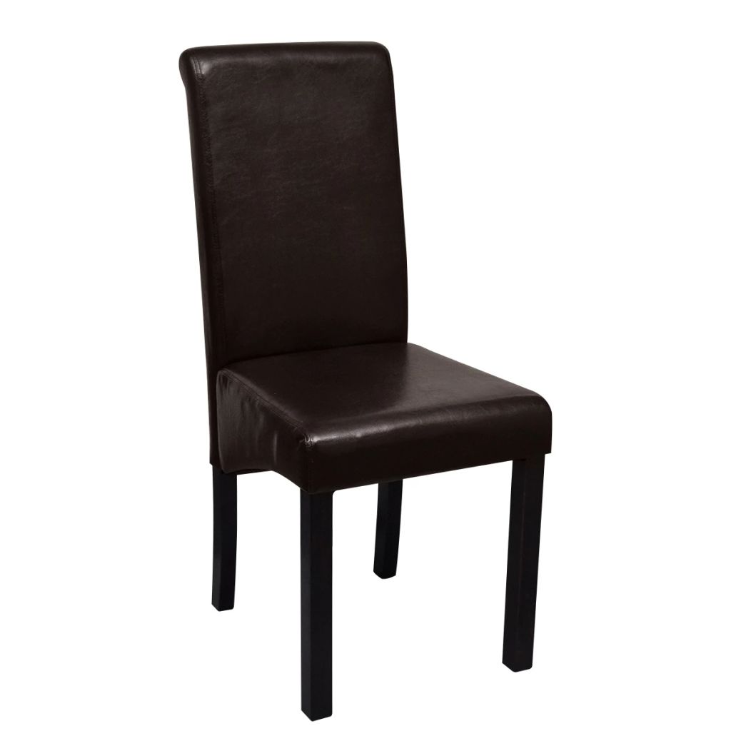 Dining Chairs 4 pcs Brown Leather