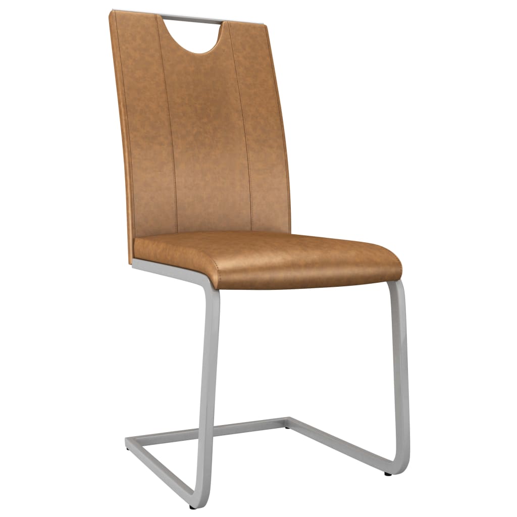 Dining Chairs 4 pcs Brown Leather