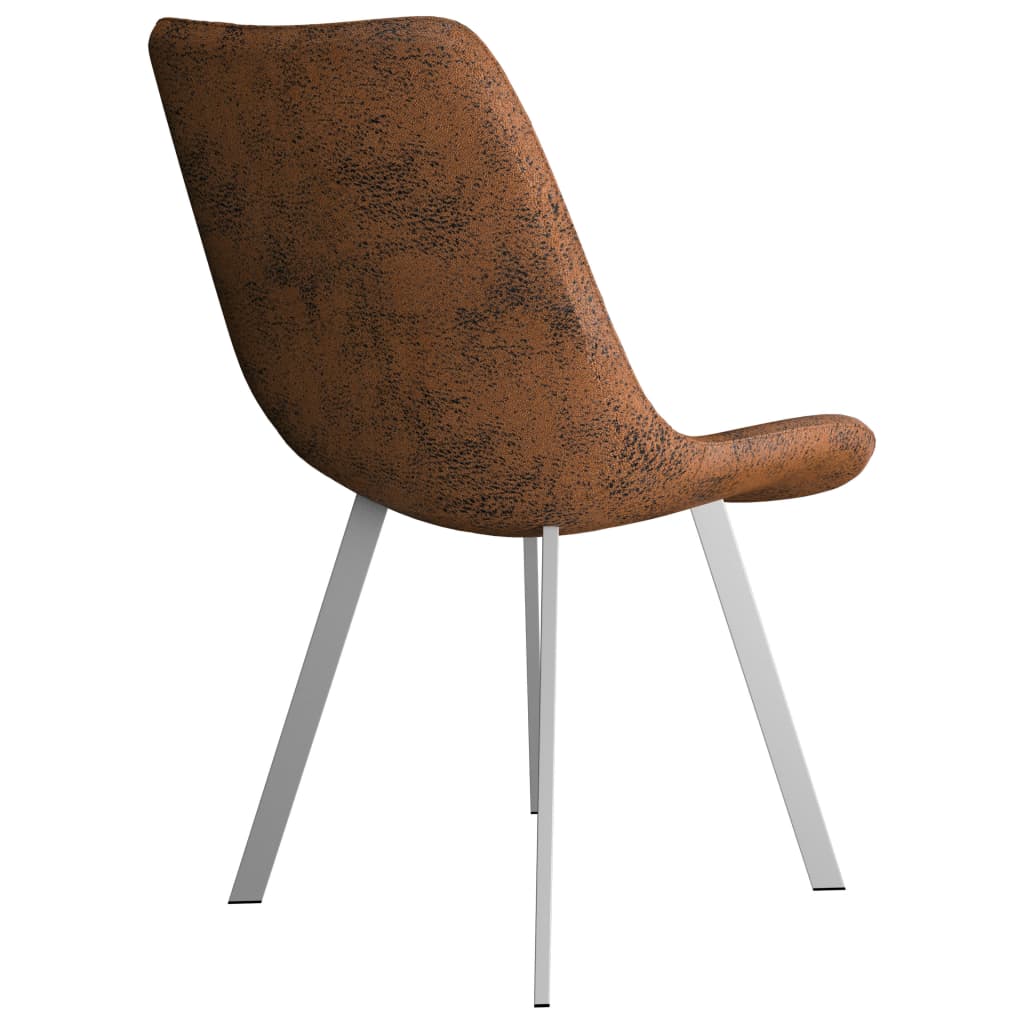 Dining Chairs 4 pcs Brown Suede Leather