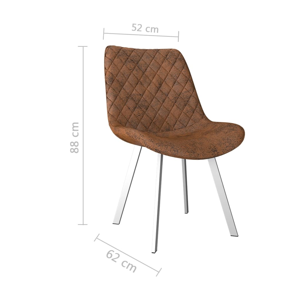 Dining Chairs 4 pcs Brown Suede Leather