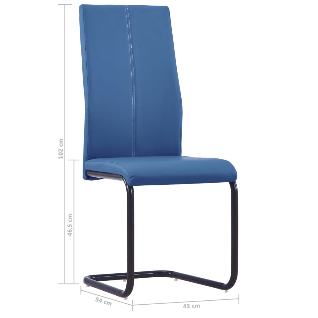 Dining Chairs 6 pcs Blue Leather