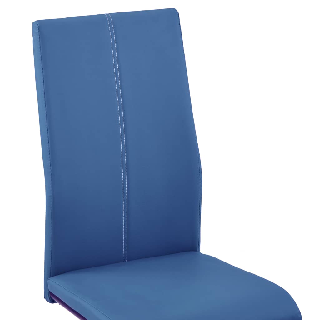 Dining Chairs 6 pcs Blue Leather