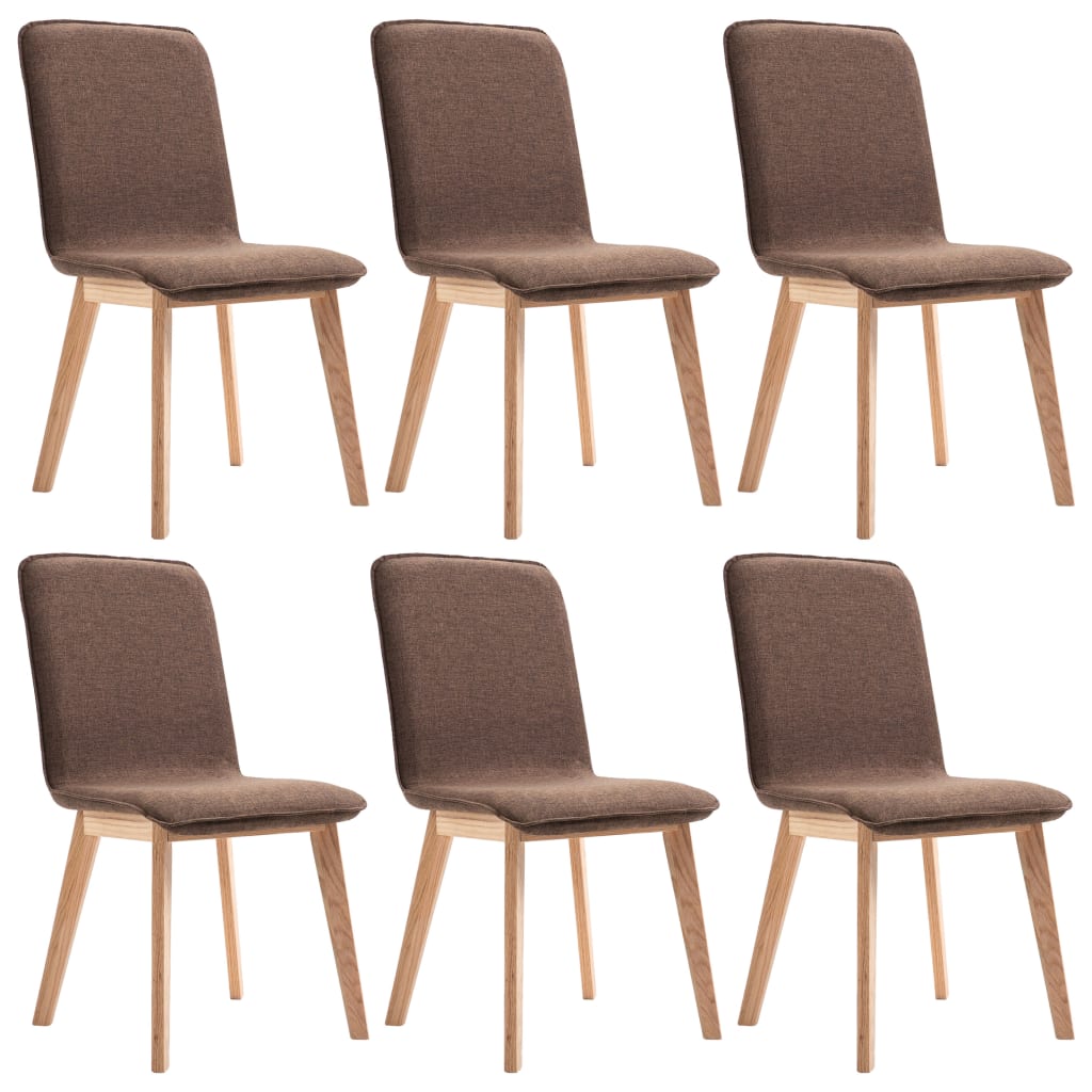 Dining Chairs 6 pcs Brown Fabric