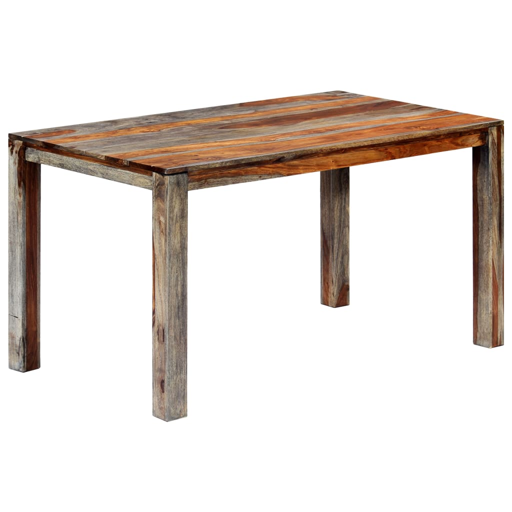 Dining Table Grey 140x70x76 cm Solid Sheesham Wood