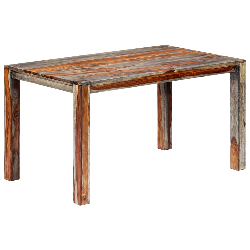 Dining Table Grey 140x70x76 cm Solid Sheesham Wood