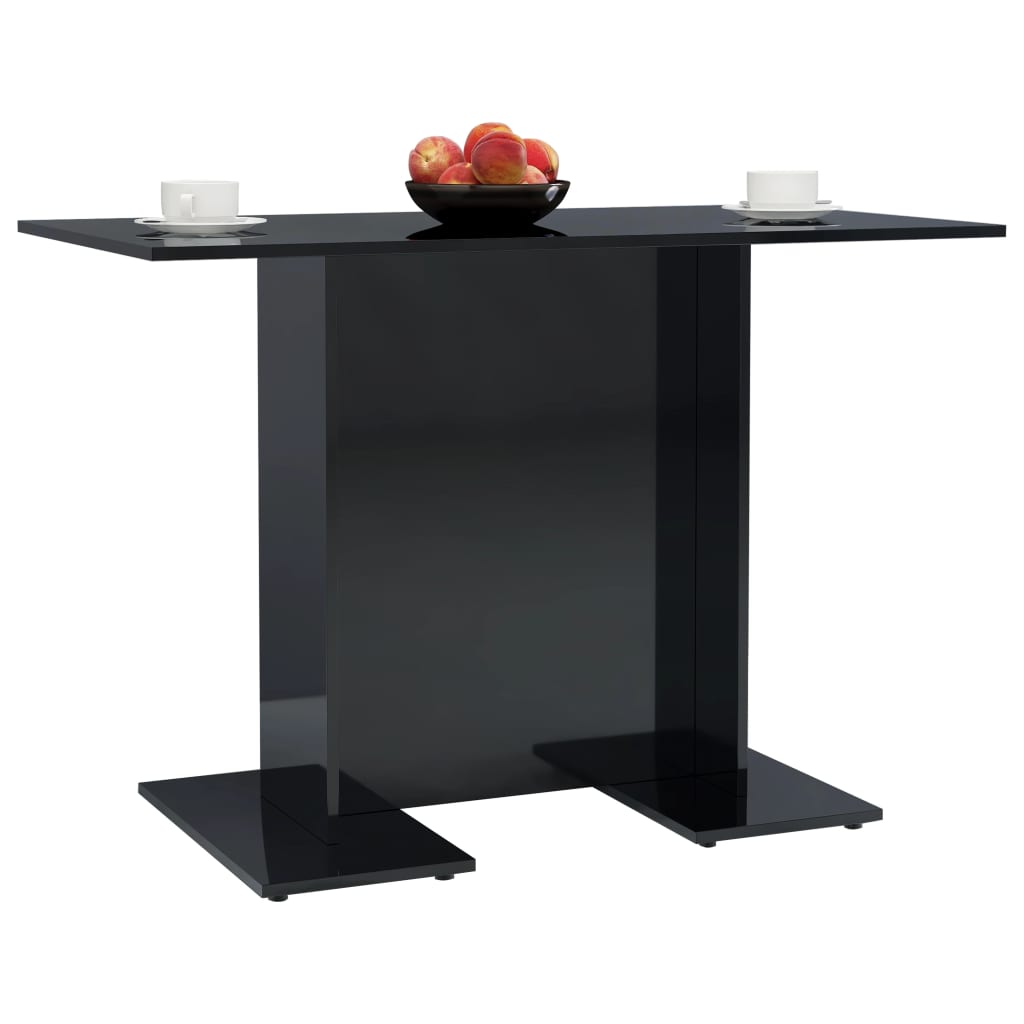 Dining Table High Gloss Black 110x60x75 cm Chipboard