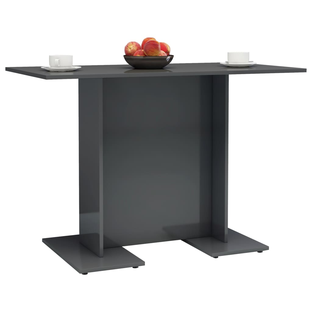 Dining Table High Gloss Grey 110x60x75 cm Chipboard