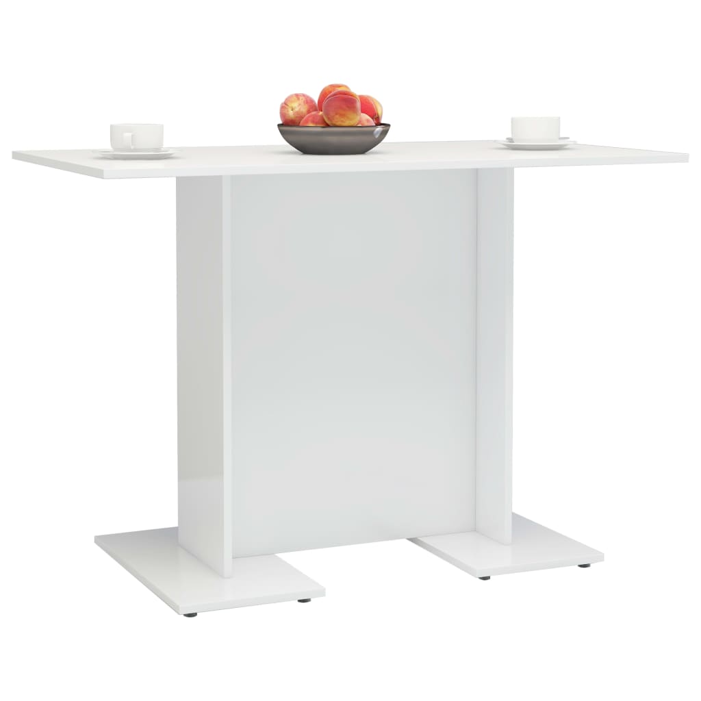 Dining Table High Gloss White 110x60x75 cm Chipboard