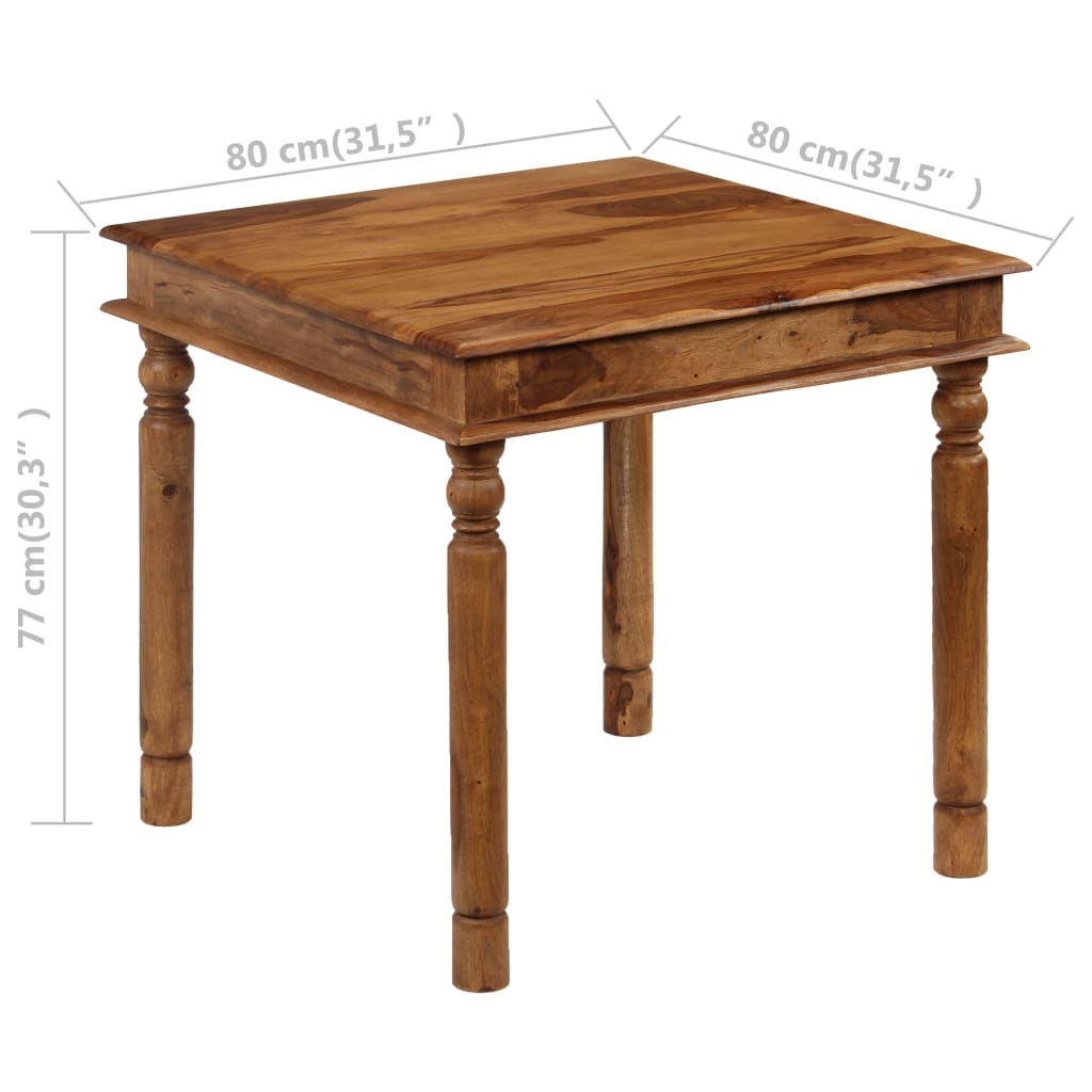 Dining Table Solid Sheesham Wood 80x80x77 cm