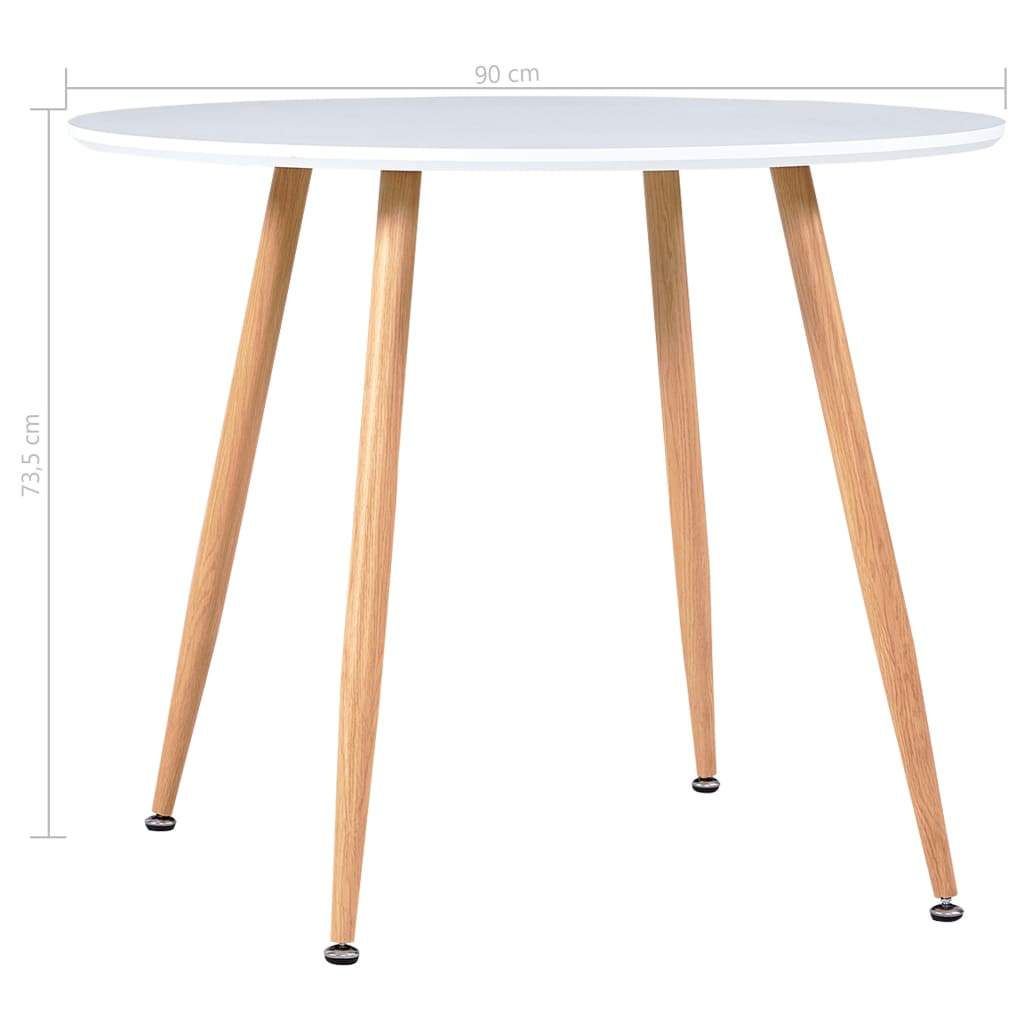 Dining Table White and Oak 90x73.5 cm MDF