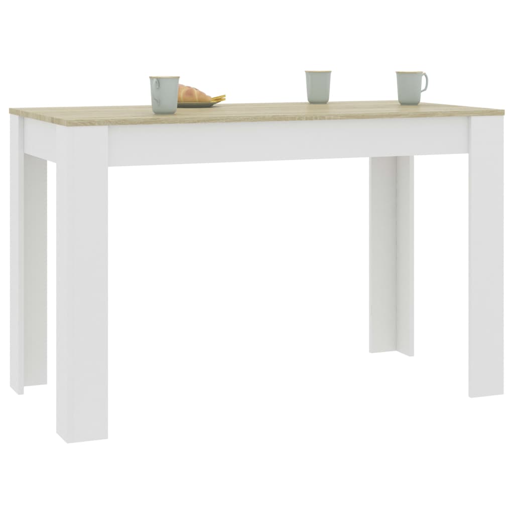 Dining Table White and Sonoma Oak 120x60x76 cm Chipboard