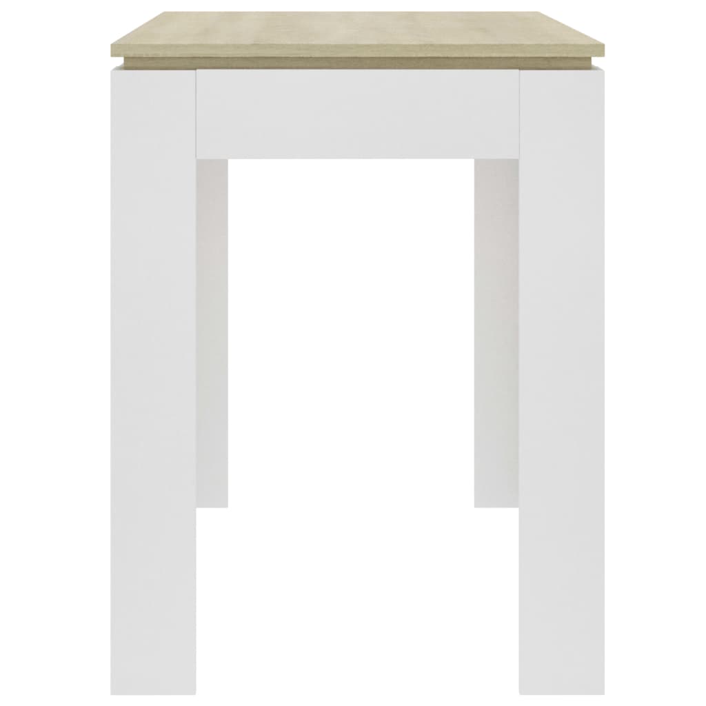 Dining Table White and Sonoma Oak 120x60x76 cm Chipboard