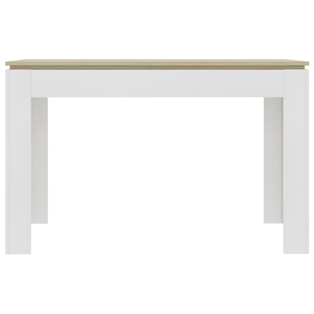 Dining Table White and Sonoma Oak 120x60x76 cm Chipboard