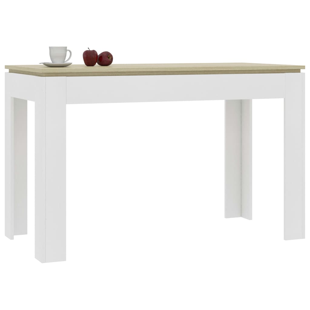 Dining Table White and Sonoma Oak 120x60x76 cm Chipboard