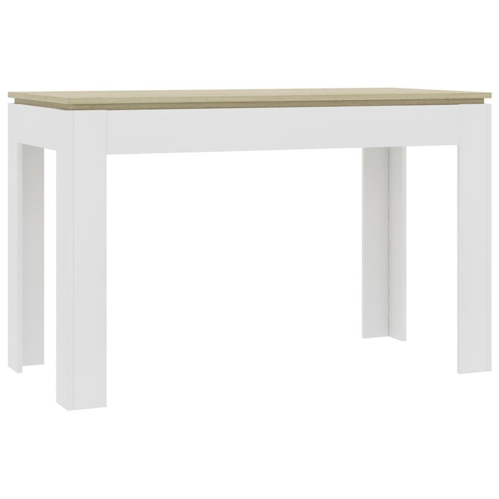 Dining Table White and Sonoma Oak 120x60x76 cm Chipboard