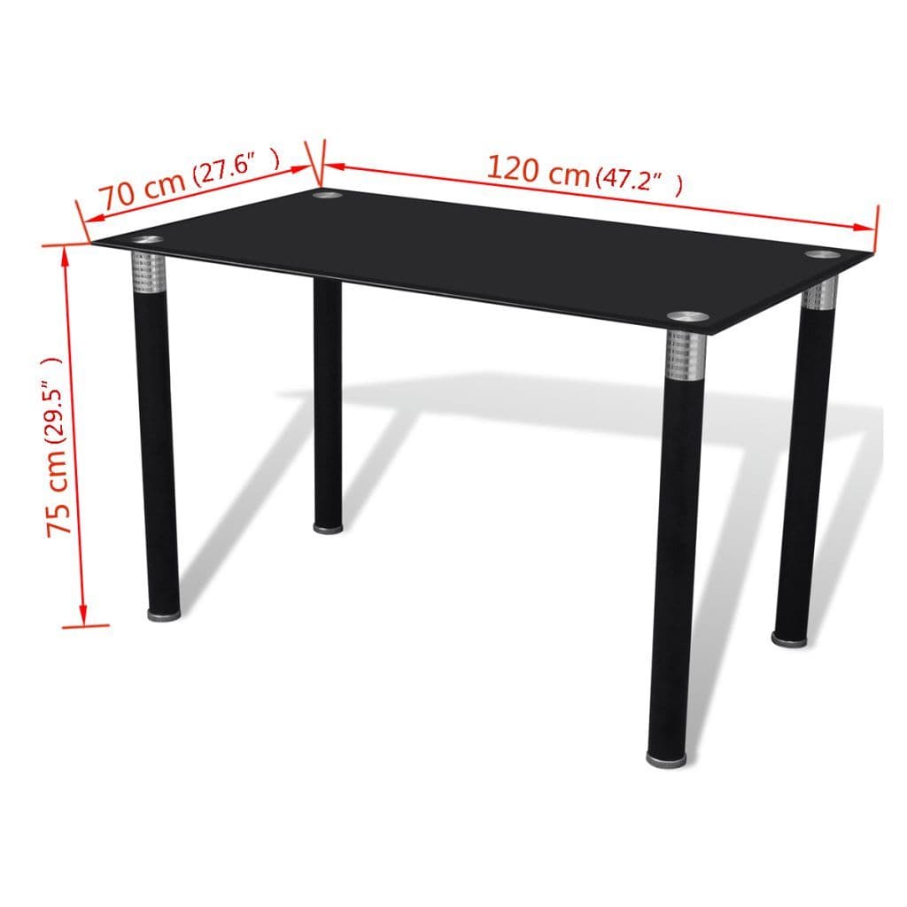 vidaxl35- Dining Table With Glass Top Black